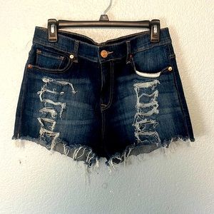 Express high rise denim shorts